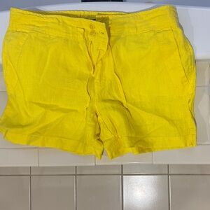 Ralph Lauren Bright Yellow Linen Blend Women's Shorts